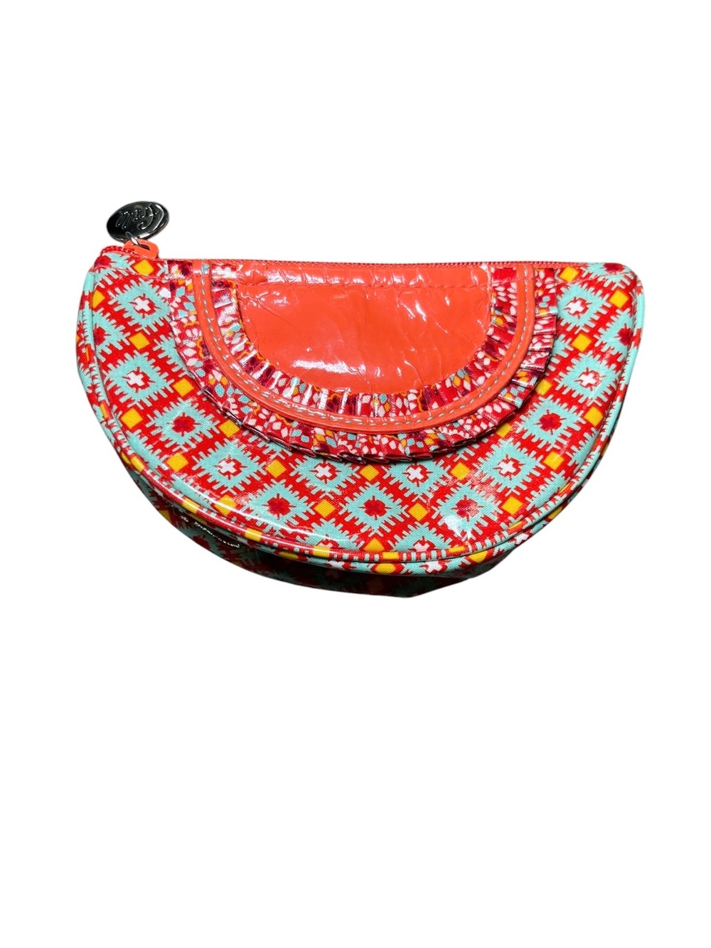 Vera Bradley Frill Collection Wedge Half-Moon Red Patterned Change Purse